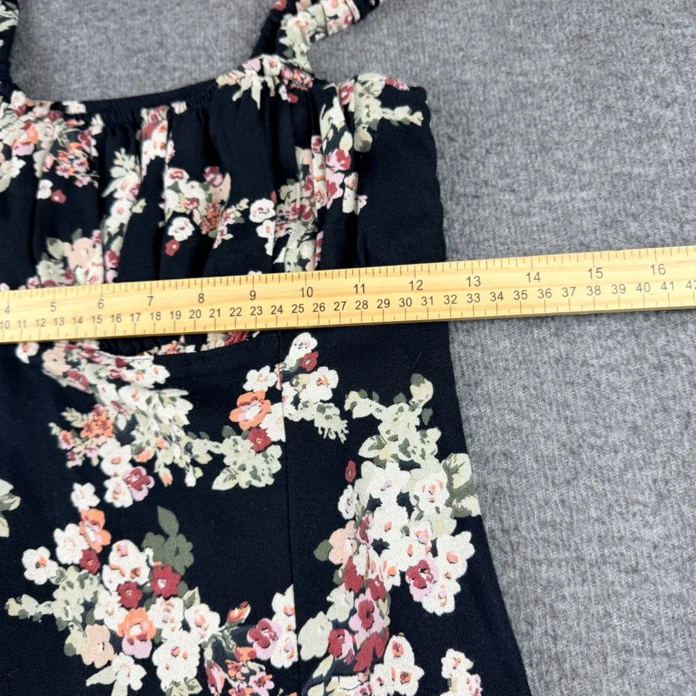 Abercrombie & Fitch Black Floral Maxi Dress Womens S Petite Side Slit Sleeveless